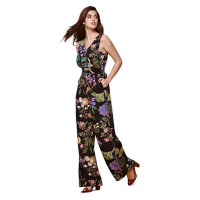 Multicoloured tropical floral sleeveless jumpsuit